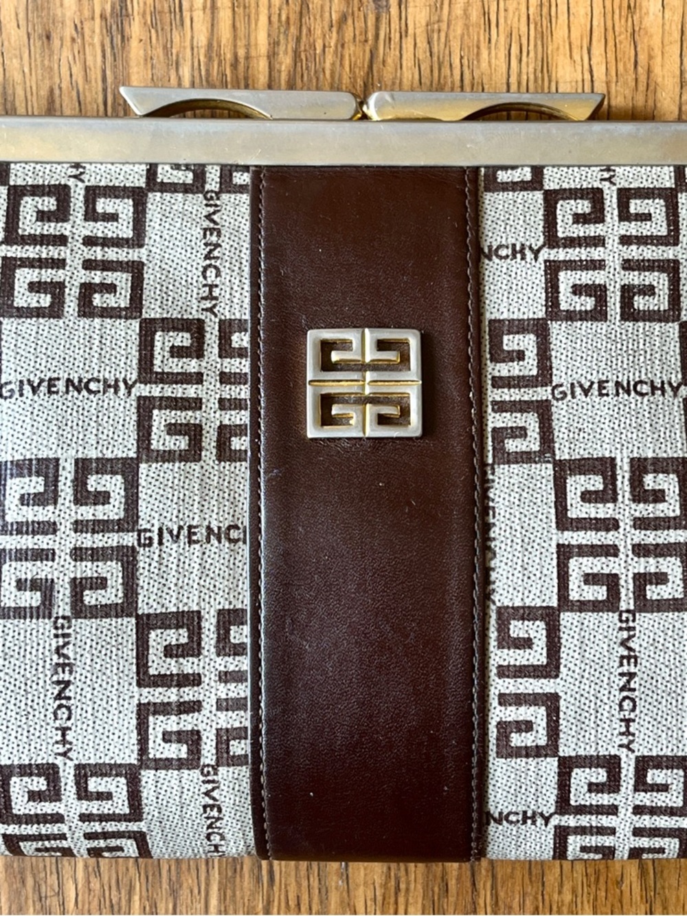 Vintage Givenchy 4G Logo Clutch Purse Wallet Leather Jacquard Monogram AS IS